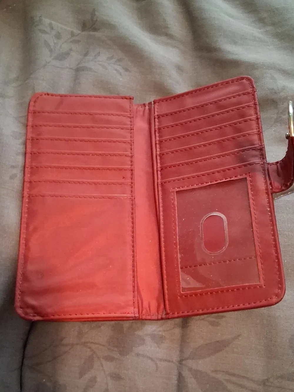 Red Leather Wallet  Women's Long Wallet